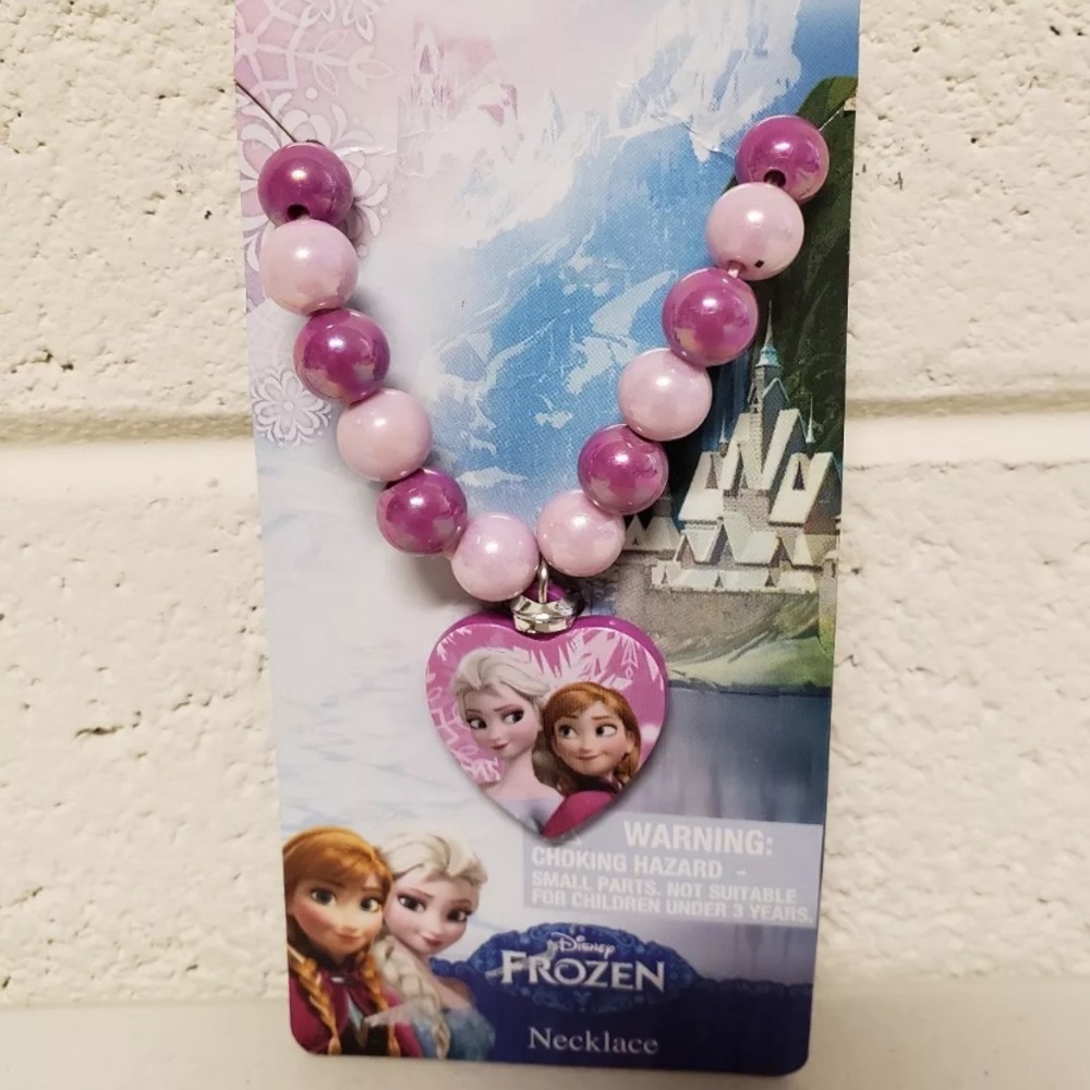 Disney Frozen Necklace Jewelry Beaded Pink Purple